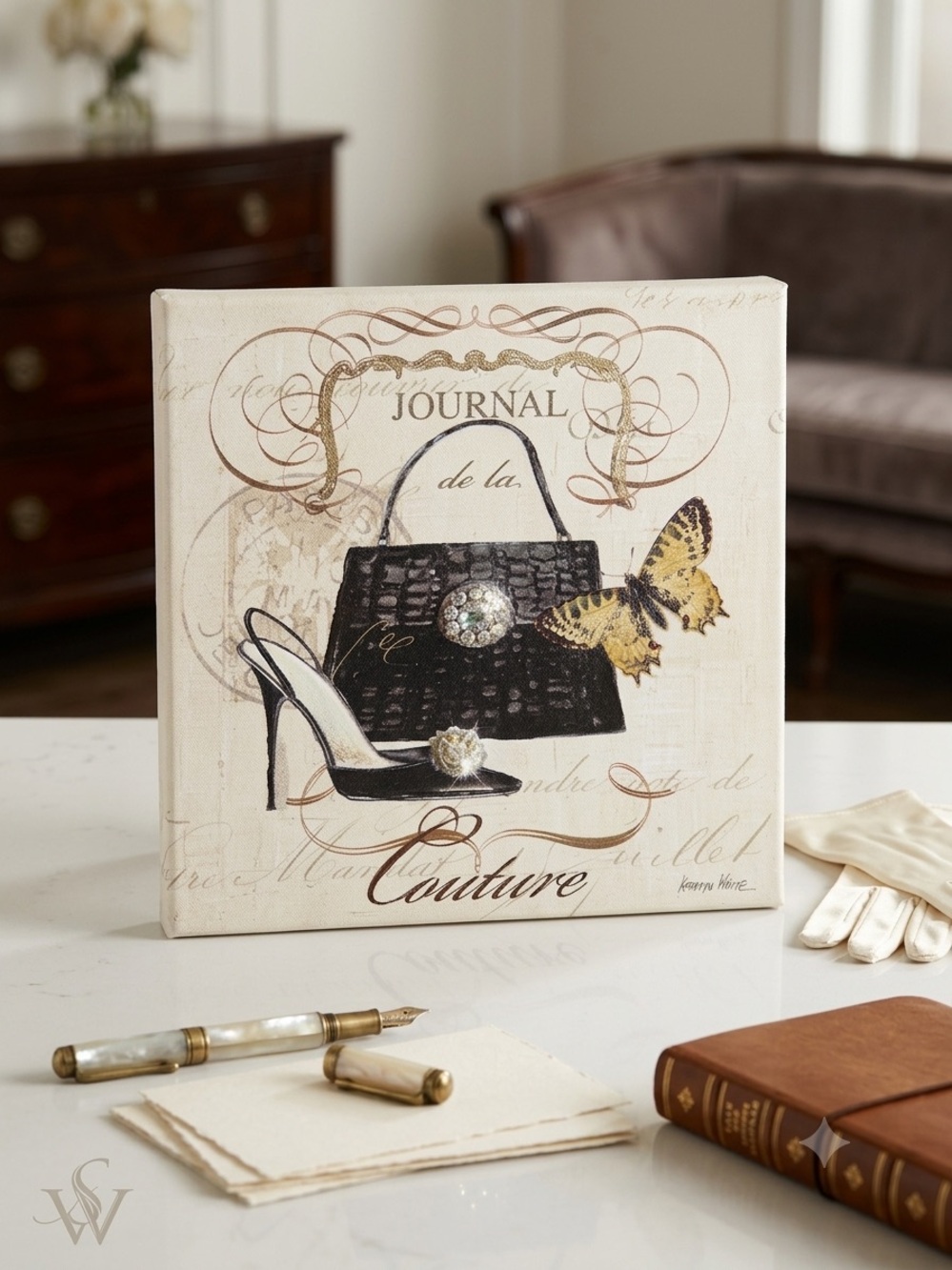 Couture Journal Canvas Art - Black and Cream